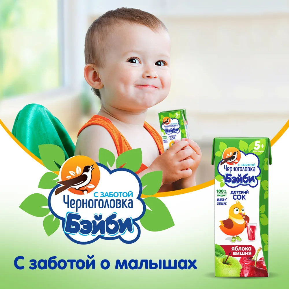 Сок "Черноголовка" Яблоко-вишня, 200 мл - фото №5
