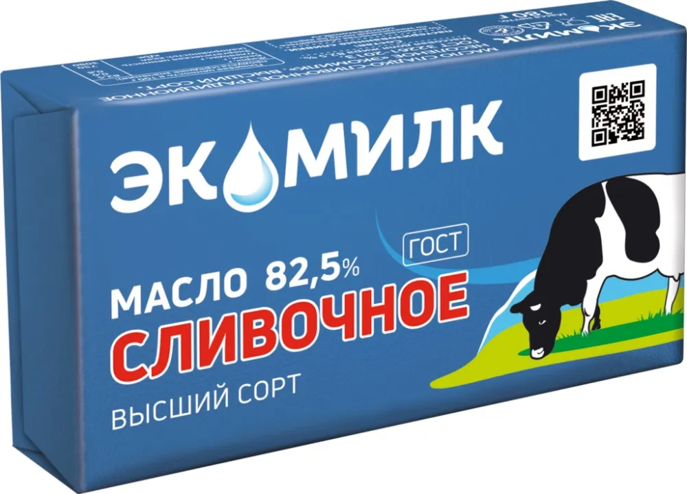 СливочноемаслоЭкомилкГОСТ82,5%высшийсорт180г