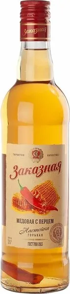 Изображение товара Настойка горькая Заказная Медовая с перцем 35% 0,5л