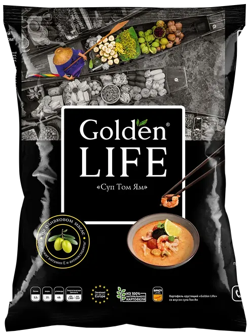 Чипсы Golden Life Том ям/Рамен с Кимчи 90г - фото №1