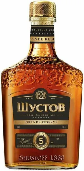 КОНЬЯК ШУСТОВ ВЫДЕРЖАННЫЙ 10ЛЕТ 40% П/У 0,5