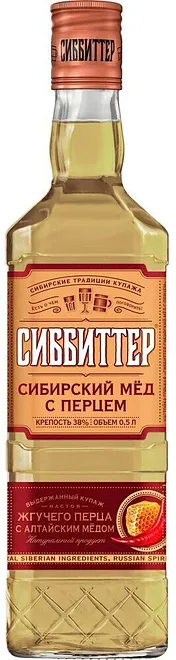 Настойка горькая Сиббиттер Сибирский мед с перцем, 38%, 0,5 л