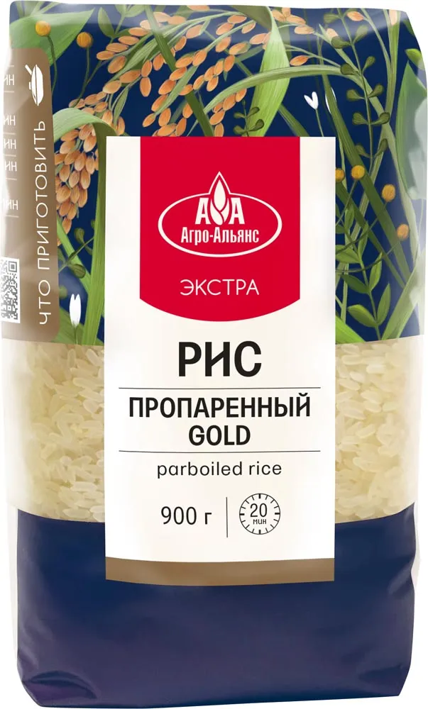 Рис Агро-Альянс Экстра Gold элитный пропаренный 900г