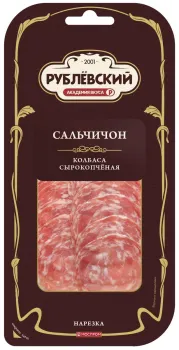 Изображение товара Колбаса Рублевский Сальчичон сырокопченая нарезка 70г