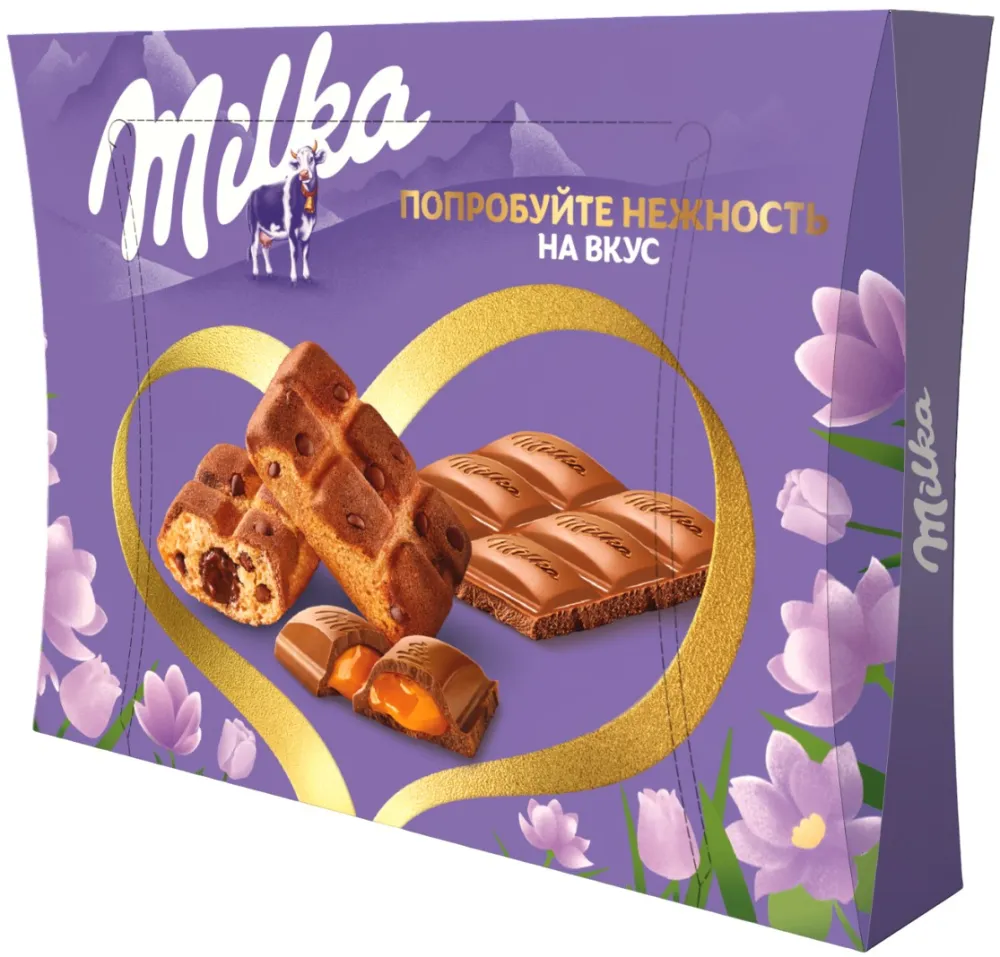Набор Milka пирожных и шоколада с карамельной начинкой 230г - фото №3
