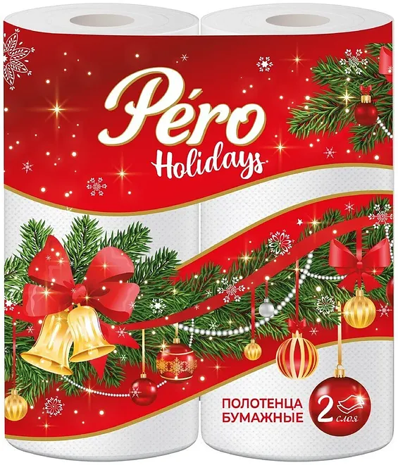 Полотенца бумажные Pero Holidays 2 слоя 2 рулона