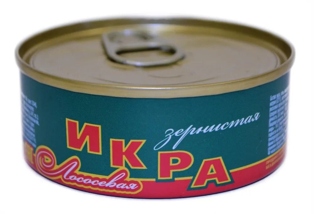 Икра лососевая зернистая 1 сорт в ассортименте 95г - фото №1