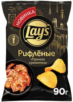 Чипсы "Lay's" рифленые Пряная креветка, 90 г