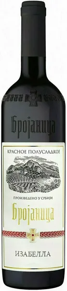 Вино ординарное Брояница Изабелла красное полусладкое 0,75л