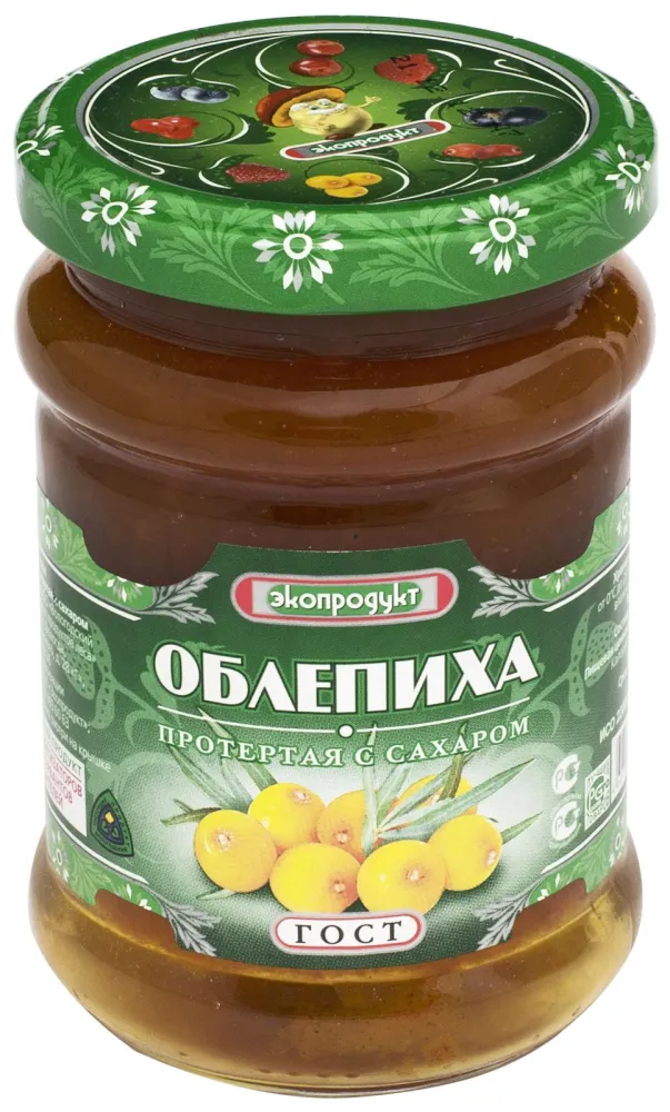 Облепиха Экопродукт протертая с сахаром, 320 г - фото №1