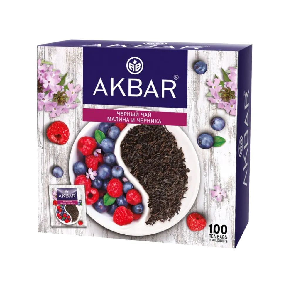 Чай "Akbar" Малина и черника, 100х1,5 г